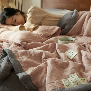 Summer Double-layer Wrinkle Yarn Soybean Fiber Summer Quilt Pure Cotton Summer Cool Quilt Non-printed Style Pure Cotton Washed Cotton Air Conditioning Quilt