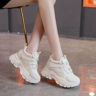 Inner Height Women's Shoes Torre Shoes Women's 2024 Spring and Autumn New White Shoes Black Platform All-match Casual sneaker