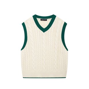 ZR foreign trade wholesale European and American style women's new fashion twist pattern V-neck sleeveless knitted vest 6771133