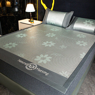 Mugwort Mosquito Repellent Rattan Mat, Ice Silk Mat Three-Piece Set, Foldableable Mat for Sleeping Naked, Summer Breathable Natural Ice Rattan Mat