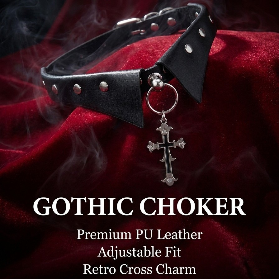 Fake Collar Cross Choker Dark Gothic Punk Choker Necklace Harajuku Metal Spicy Girl Clavicle Chain with an Atmospheric Vibe