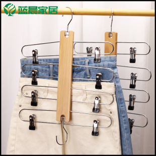 Multi-functional Solid Wood Skirt Clip Plastic Immersion Seamless Clip Storage Household Clothes Hanger Advanced Sense Multi-layer Wardrobe Storage Pants Rack