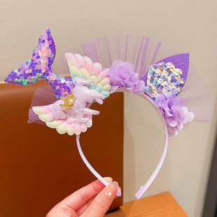 Amazon New Unicorn Hair Band Wig Children's Hair Accessories Cute Cartoon Pony Polly Headwear Hair Cards