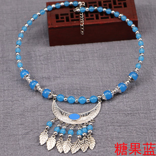 Wholesale ethnic collar necklace headdress hair accessories forehead decoration Miao silver necklace ancient style hanfu photo travel racket jewelry candy