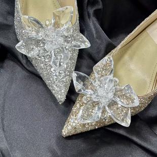 Explosive diamond decoration acrylic crystal flower shoes flower Cinderella crystal shoes