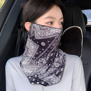 Sunscreen veil women's summer face protection face cover Silk Scarf mask full face cover sun mask neck neck protection ear hanging thin