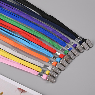 Amazon popular metal clip lanyard cotton rope hollow cotton certificate name brand lanyard factory badge certificate lanyard