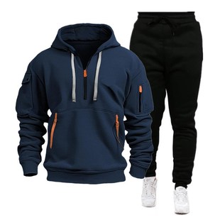 2024 Cross-border Spring and Autumn Sports Sweater suit Men's Zipper Hoodie Sportswear suit Sweater Sweater Two-piece Set