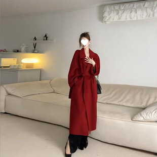 This year's popular double-sided velvet woolen coat women's autumn and winter mid-length Korean-style online popular ins small woolen coat