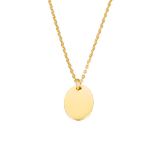 Foreign trade hot personality fashion geometric necklace mirror stainless steel European and American style oval laser logo pendant