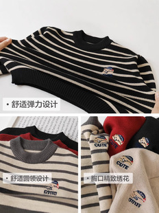 Boys' Sweater Knitted Sweater Winter Wear Autumn and Winter 2024 New Children's Wear Baby Children's Top Warm Winter New Year