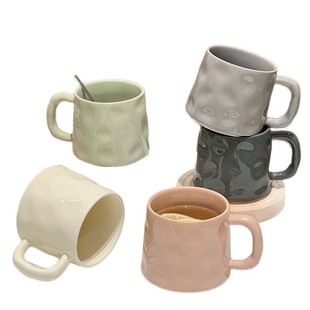 High Beauty Value Ceramic Cup Mug Household Drinking Cup with Spoon Office Couple Cup Milk fufu Coffee Cup