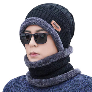 Knitted fleece-lined warm hat winter outdoor fishing warm hat men's winter riding wool warm hat