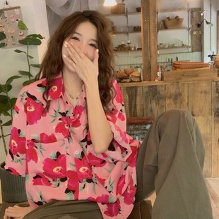 Thai Style Seaside Vacation Style Shirt Women's Summer New Casual Hong Kong Style Retro Loose Short-sleeved Thin Top Trendy