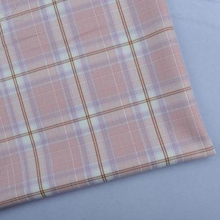 jk plaid fabric pink silver polyester yarn-dyed fabric pleated skirt garment skirt fabric handmade diy hair ring