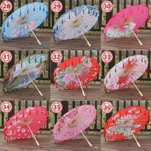 Oil Paper Umbrella Women's Antique Dance Show Performance Ancient Suit Umbrella Hanfu Flower Umbrella Tassel Umbrella Rainproof Sunscreen Children's Red Umbrella