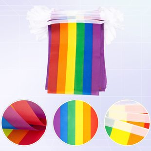 Amazon 14*21cm Rainbow String Flag Six Color Rectangular Flag Factory Hanging Flag Polyester Flag in stock
