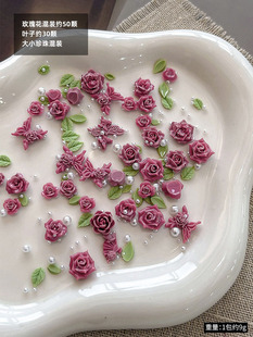 Japanese camellia manicure jewelry small red book with dried rose three-dimensional resin nail accessories wholesale