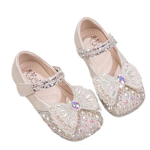 Girls' Shoes Children's Princess Small Leather Shoes 2025 Spring and Autumn New Autumn Baby Crystal Shiny Rhinestone Shoes