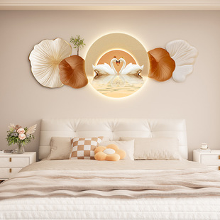 New Cream Style Bedroom Bedside LED Luminous Decorative Painting Mural Stone to Run Sandstone Advanced Sense Wall Hanging Painting