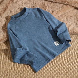 Autumn and Winter Children's Base Shirt Half-high Collar Pure Cotton Class A Long-sleeved T-shirt Non-fluorescent Top for Baby Boys and Girls