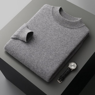 Autumn and Winter 100 Pure Wool Sweater Men's Half-turtleneck Turtleneck Sweater Thickened plus size Cashmere Sweater Men's Inner Base Shirt