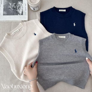 Small Cloth Bear Children's Vest Spring New Boys' Sleeveless Embroidered Knitted Shirt Inner Wearing Baby Vest Outer Wearing Sweater