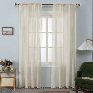 Cross-border generation hair lace window screen beige finished curtain hollow yarn retro fashion simple European and American yarn curtain Amazon