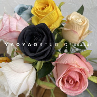Single Bulgarian Rose Simulation Flower Wedding Arrangement Artificial Fake Flower Hotel Soft Assembly Flower Wedding Table Flower