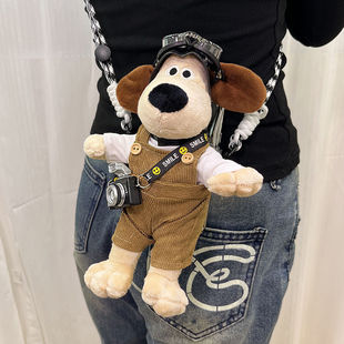 Mobile Phone Lanyard Crossbody Cute Cartoon Plush Doll Digital Dog Doll Back Clip Mobile Phone Case Bracket