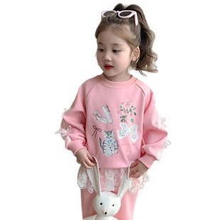 Girls' suit Spring and Autumn 2025 New Children's Korean Cartoon Sweatshirt Sweatpants Girls' Spring Clothes Children's Two-piece Set