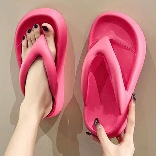 Summer All-match Flat-toe Slippers Non-slip Black Women's Thick-soled Flip-flops Women's Shit-feeling Indoor and Outdoor Wear