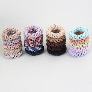 Korean Style Handmade Braided Donut Hair Ring High Elastic Multicolor Head Rope Bold Fashionable All-match Girl Student Hair Accessories