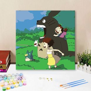 Мультфильм DIY цифровая картина маслом детская Студенческая Спальня украшение ночной рынок киоск ручной работы предпринимательская мебель декоративная живопись