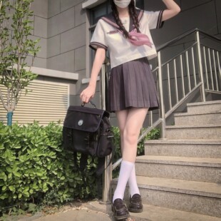 Wholesale Japanese Style Peach Leaf Mid-Length Sleeve Jk Uniform Preppy Style Sailor Suit Preppy Style Spring & Fall Long-Sleeved Pleated Skirt Suit
