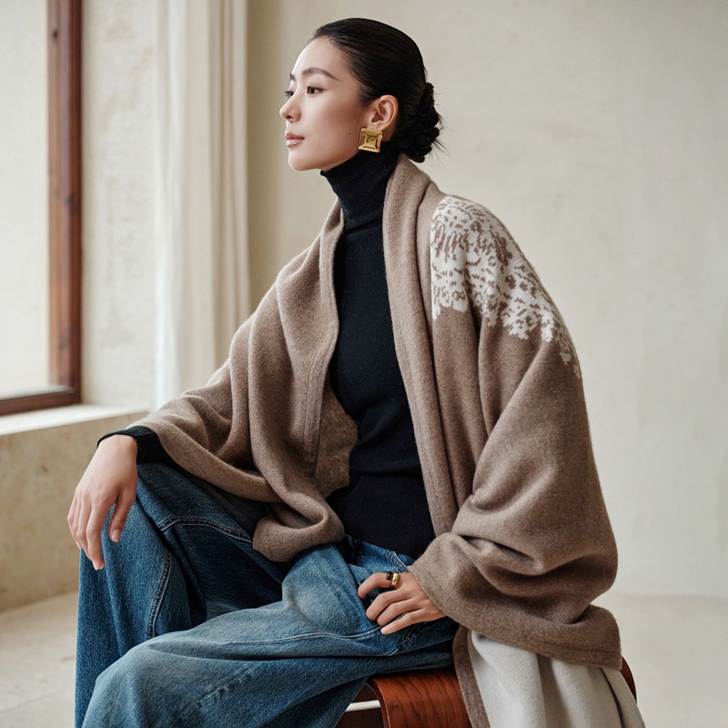 100% Cashmere Accessible Luxury Thickeneded Cashmere Shawl Blanket High-End Gift Selection Baby Cashmere Oversized Shawl