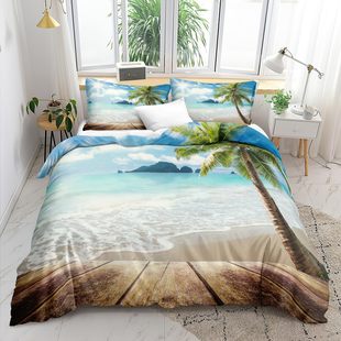 Amazon Cross Border Coast Starfish Conch Marine Duvet Cover Microfiber Beach Decorative Bedding