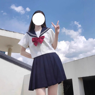 Japanese JK Uniform Skirt Basic 2025 Summer College Style Sailing Suit Short Sleeve Shirt Pleated Skirt Two-piece Suit for Women