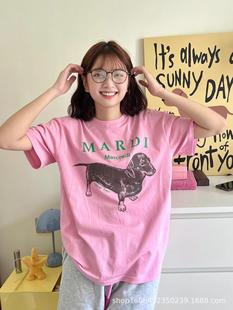 South Korea Fashion Brand High Version mardi Summer Round Neck Short Sleeve Women's Fashionable Korean Style Daisy Women's Printed Cotton T-Shirt