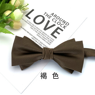 Bow tie men's trendy solid color bow wedding groom best man host emcee stage draft pot tie wine red black