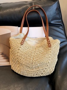 New Korean Style Woven Women's Straw Woven Bag Summer All-match Fashionable Shoulder Handbag Large Capacity Commuter Tote Bag