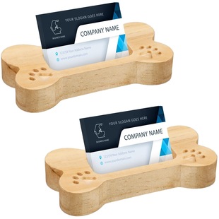 Spot Desktop Solid Wood Business Card Holder Carved Dog Bone Business Card Box Pet Wooden Paw Print Business Card Holder Card Display Stand