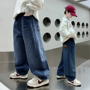 Boys' spring jeans 2024 new medium and large children's spring pants children's spring and autumn boys' trousers casual pants