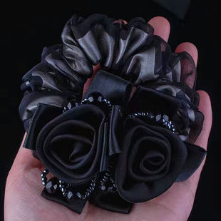 Hair Accessories Juanyuan Yarn Flower Large Intestine Hair Ring High-grade Sense Mother's Coil Hair Ball Head Flower Simple Hair Rope High Elastic Hair Rope