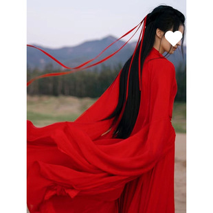 Вэй Цзиньфэн Hanfu Женская элегантная супер-сказочная красная костюмная рубашка с большими рукавами