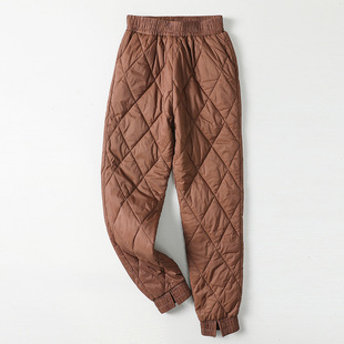 Wide-leg Cotton Pants Women's Thickened Warm Pants plus size Middle-aged and Elderly Casual Straight Pants High Waist Down Cotton Pants