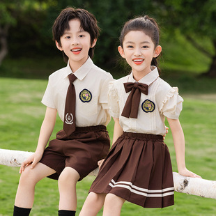 Kindergarten Garden Clothing khaki British Style Graduation Photo Class Clothing Choir Performance Clothing Primary School Students' School Uniform Paid Dress