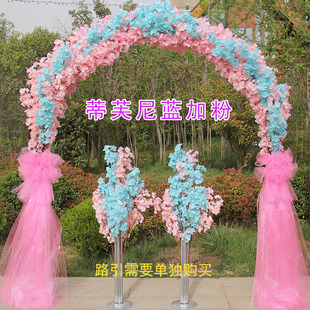 New Wedding Simulation Cherry Blossom Door Happiness Door Silk Flower Opening Activity Shop Celebration Wedding Flower Door Arch Shelf