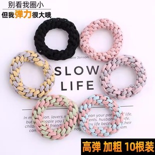 Basic thick hair rope tie hair band women's simple all-match hand-woven high elastic hair rope strong and durable rubber band