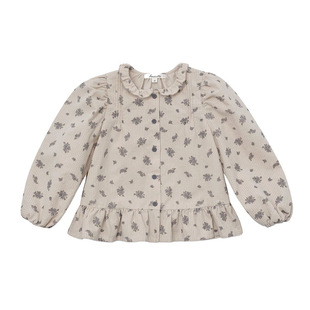 ins2024 autumn and winter new cotton floral small stand collar girls' long sleeve bottoming shirt JR